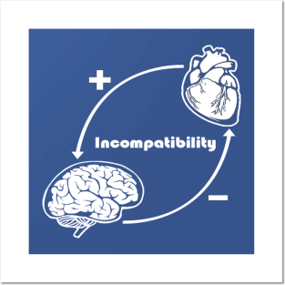 Finest Prints incompatibility Brain and Heart Men's T-Shirt Posters and Art